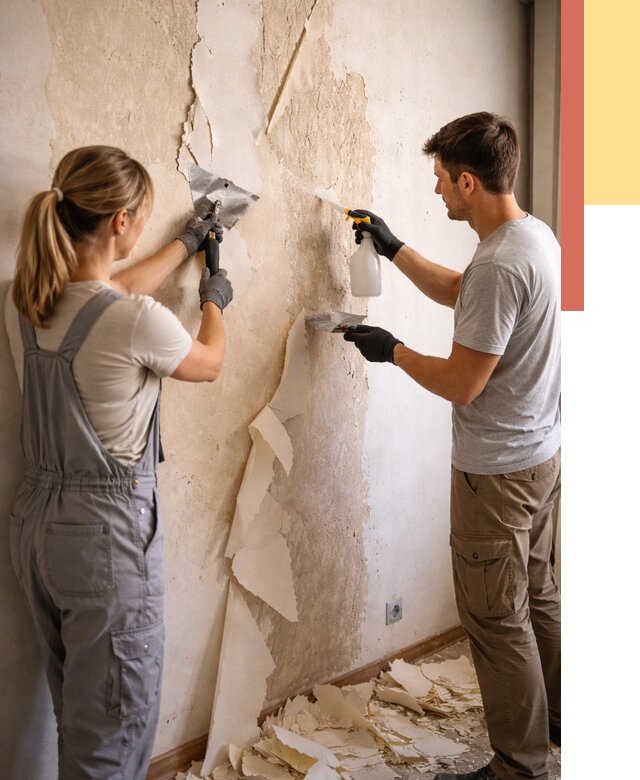 Снятие старых обоев в Старой Руссе от 5350 руб. под ключ недорого | ОТДЕЛОЧНИК-Срс