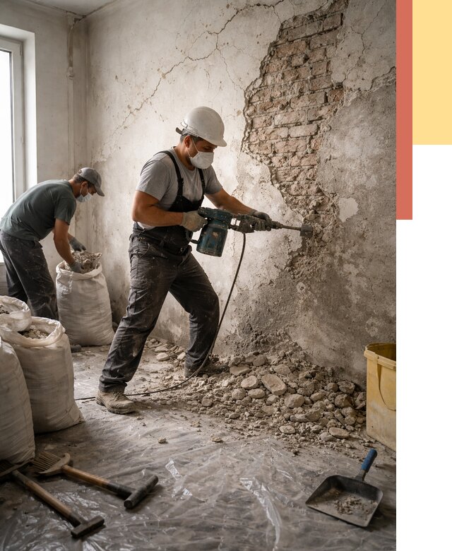 Демонтаж штукатурки со стен в Старой Руссе от 7337 руб/м² — быстро и недорого | ОТДЕЛОЧНИК-Срс