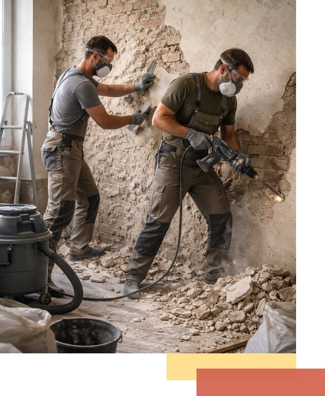 Демонтаж штукатурки со стен в Старой Руссе быстро и аккуратно