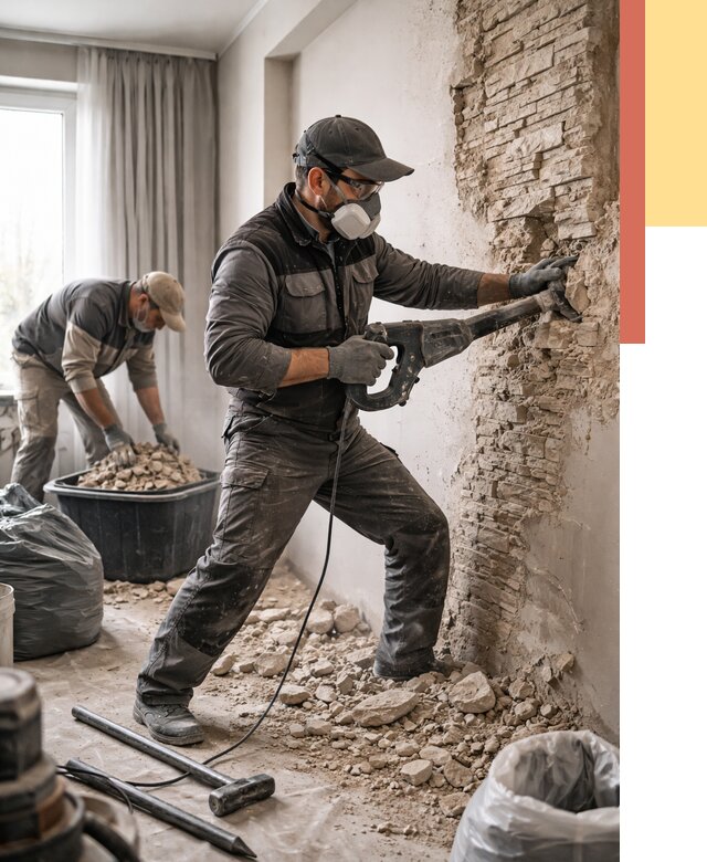 Демонтаж декоративного камня в Старой Руссе от 1478 руб/м² — быстро и недорого | ОТДЕЛОЧНИК-Срс