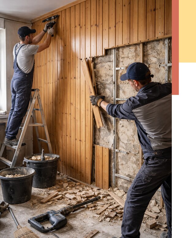 Демонтаж вагонки со стен в Старой Руссе от 1478 руб. — снятие, удаление, срочно | ОТДЕЛОЧНИК-Срс