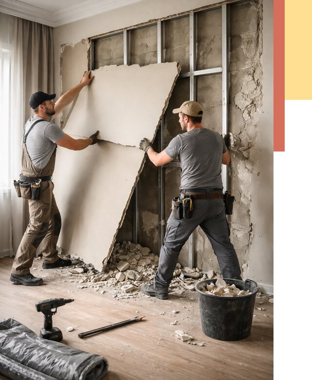 Демонтаж гипсокартона со стен в Старой Руссе от 357 руб. — услуги демонтажа | ОТДЕЛОЧНИК-Срс