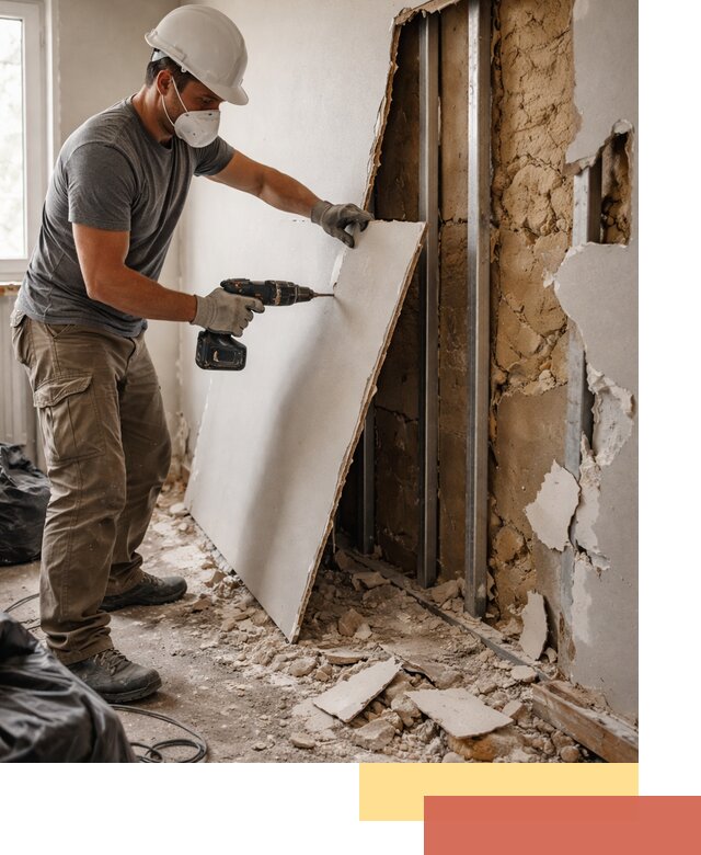 Демонтаж гипсокартона со стен в Старой Руссе качественно и быстро