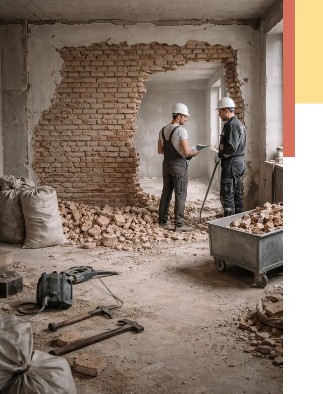 Демонтаж кирпичных стен в Старой Руссе от 4280 руб. — быстро, недорого, под ключ | ОТДЕЛОЧНИК-Срс