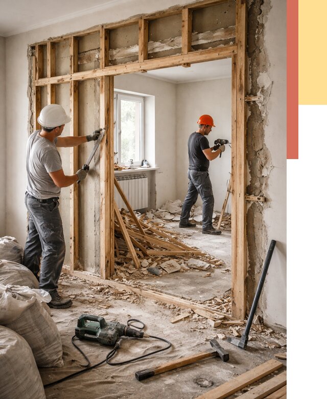 Демонтаж деревянных перегородок в Старой Руссе от 3261 руб. — быстро и недорого | ОТДЕЛОЧНИК-Срс