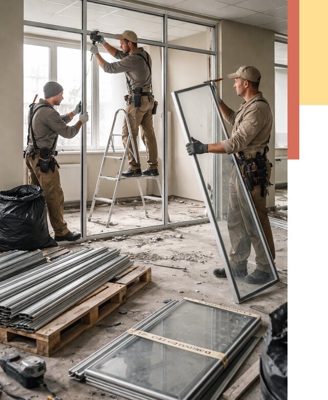 Демонтаж алюминиевых перегородок в Старой Руссе от 4280 руб. — быстро и недорого | ОТДЕЛОЧНИК-Срс