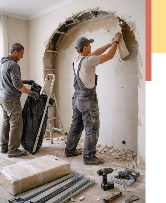 Демонтаж арки из гипсокартона в Старой Руссе от 3567 руб. — услуги под ключ | ОТДЕЛОЧНИК-Срс