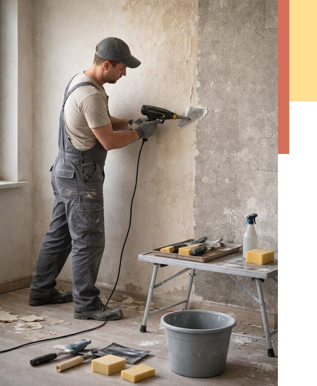 Очистка стен от клея в Старой Руссе от 1885 руб. — снятие и удаление клея со стен | ОТДЕЛОЧНИК-Срс