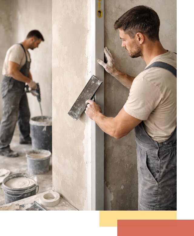 Выведение углов стен в Старой Руссе: монтаж и оштукатуривание