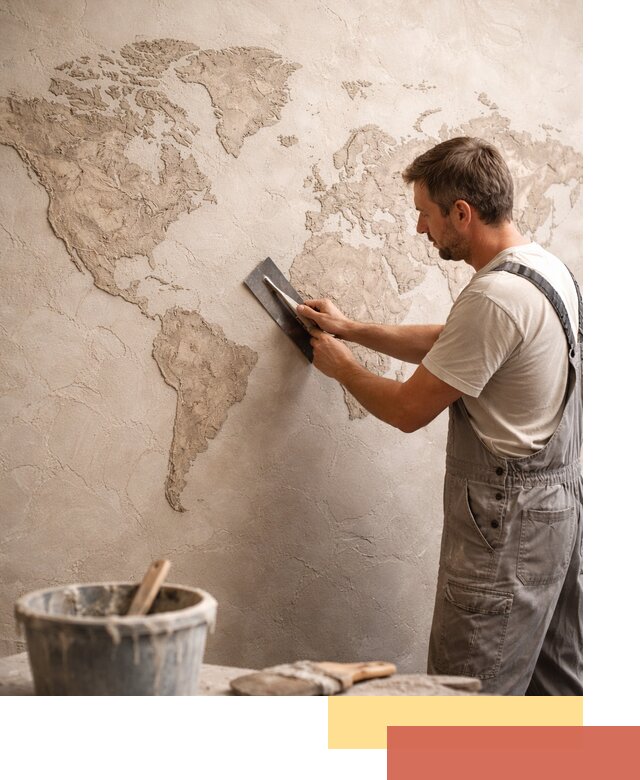 Декоративная штукатурка «Карта мира» под ключ в Старой Руссе