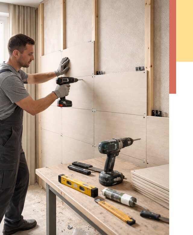 Монтаж МДФ панелей на стены в Старой Руссе от 1274 руб. под ключ | ОТДЕЛОЧНИК-Срс