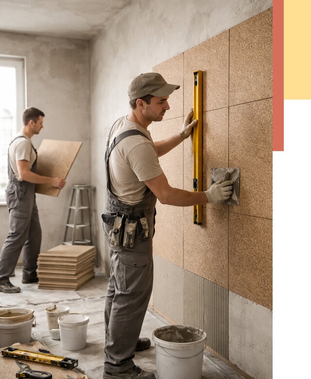 Монтаж пробковых панелей на стены в Старой Руссе от 3567 руб. — ОТДЕЛОЧНИК-Срс