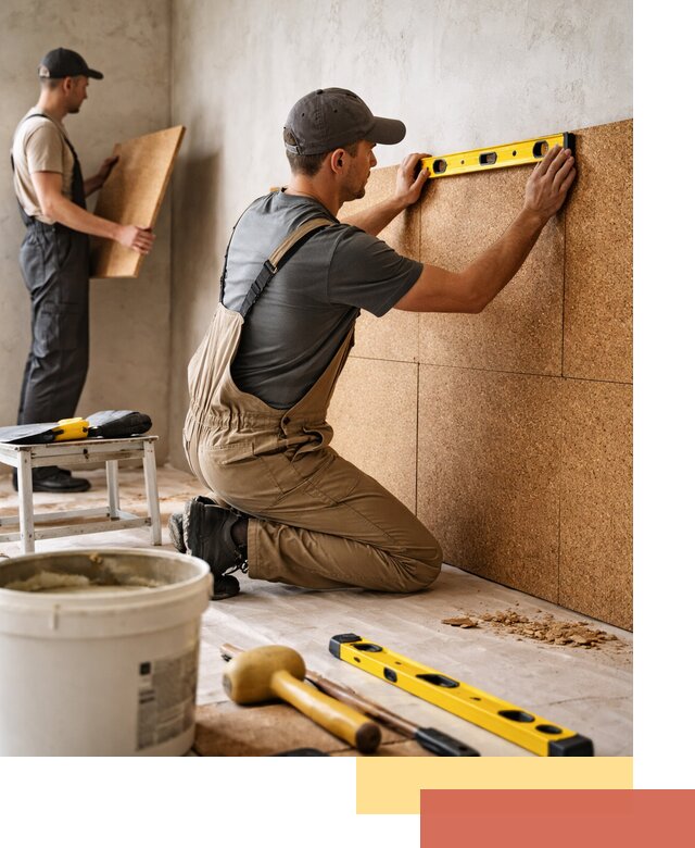 Монтаж пробковых панелей на стены в Старой Руссе быстро и качественно