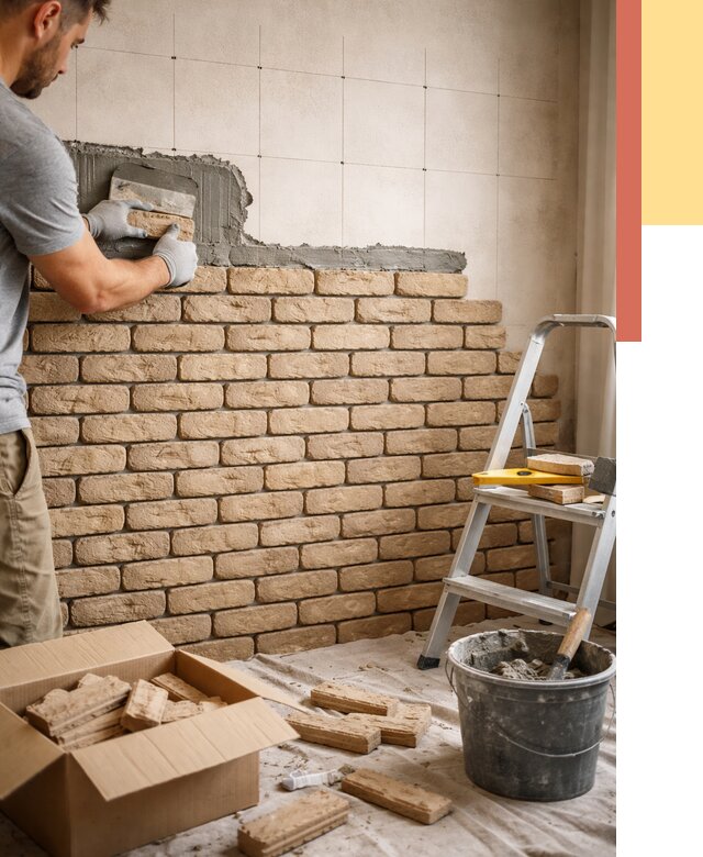 Монтаж декоративного кирпича в Старой Руссе от 3261 руб./м² — быстро и недорого | ОТДЕЛОЧНИК-Срс