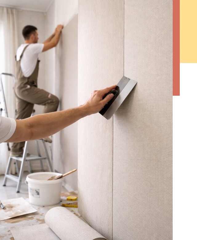 Поклейка текстильных обоев в Старой Руссе от 4586 руб. под ключ | ОТДЕЛОЧНИК-Срс