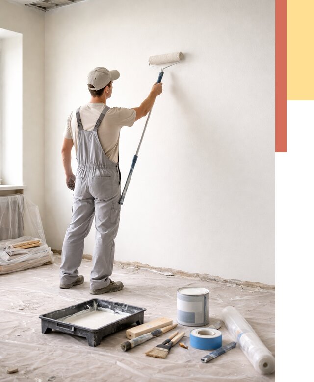 Покраска стен водоэмульсионной краской в Старой Руссе от 459 руб. за м² | ОТДЕЛОЧНИК-Срс