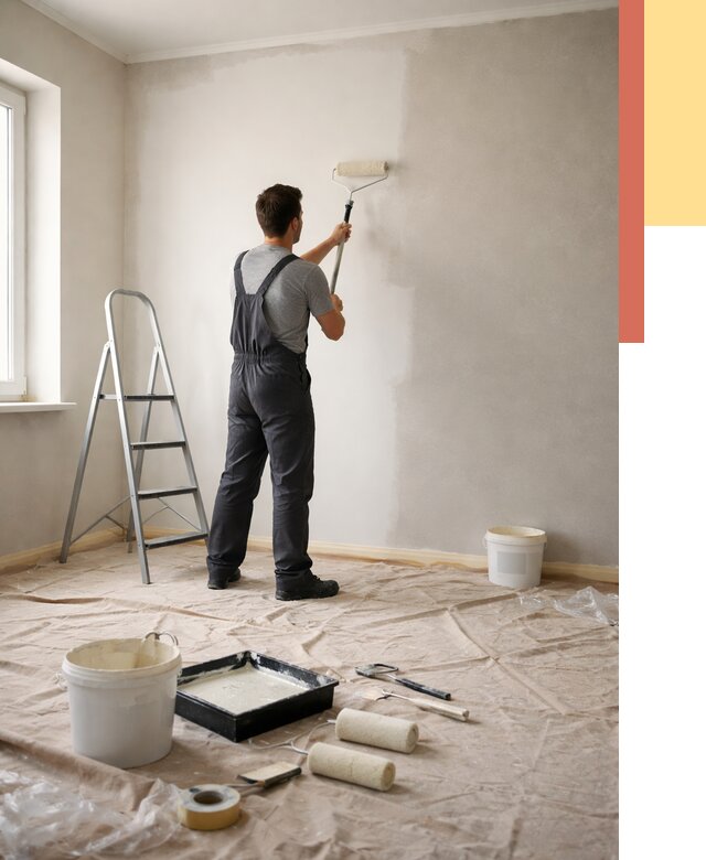 Покраска стен моющейся краской в Старой Руссе от 357 руб./м² — быстро и недорого | ОТДЕЛОЧНИК-Срс