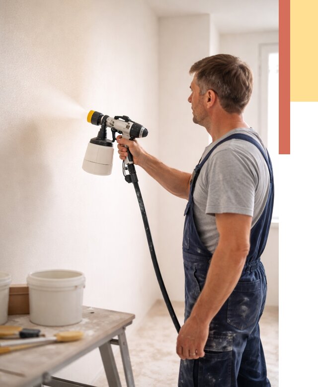 Покраска стен краскопультом в Старой Руссе от 7643 руб. — механизированная покраска | ОТДЕЛОЧНИК-Срс