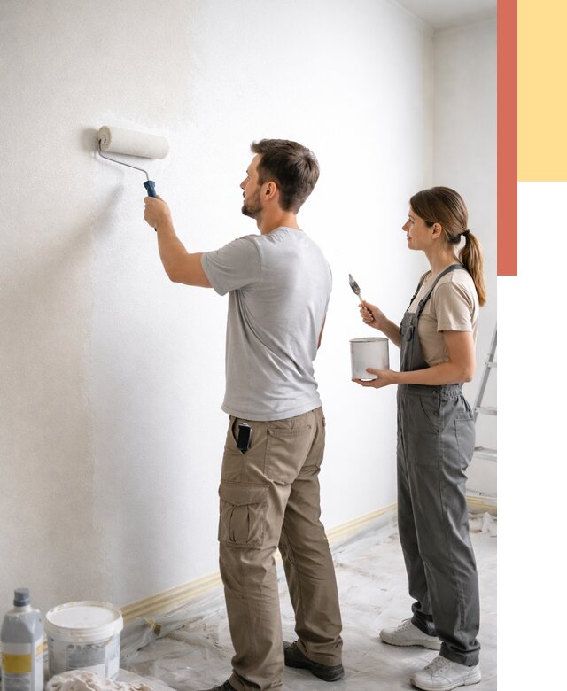 Окраска стен по стеклохолсту в Старой Руссе от 4586 руб/м² под ключ | ОТДЕЛОЧНИК-Срс