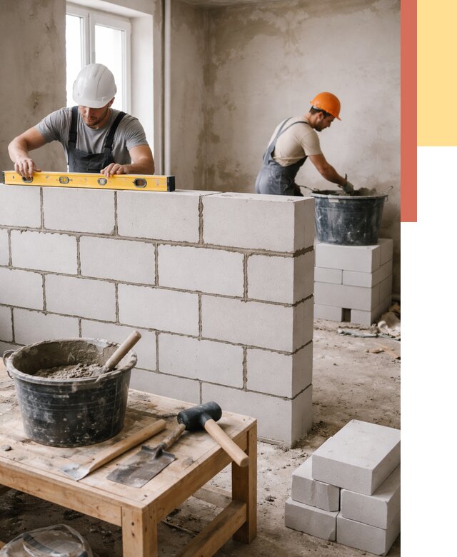 Кладка перегородок из газобетона в Старой Руссе от 3261 руб. под ключ | ОТДЕЛОЧНИК-Срс