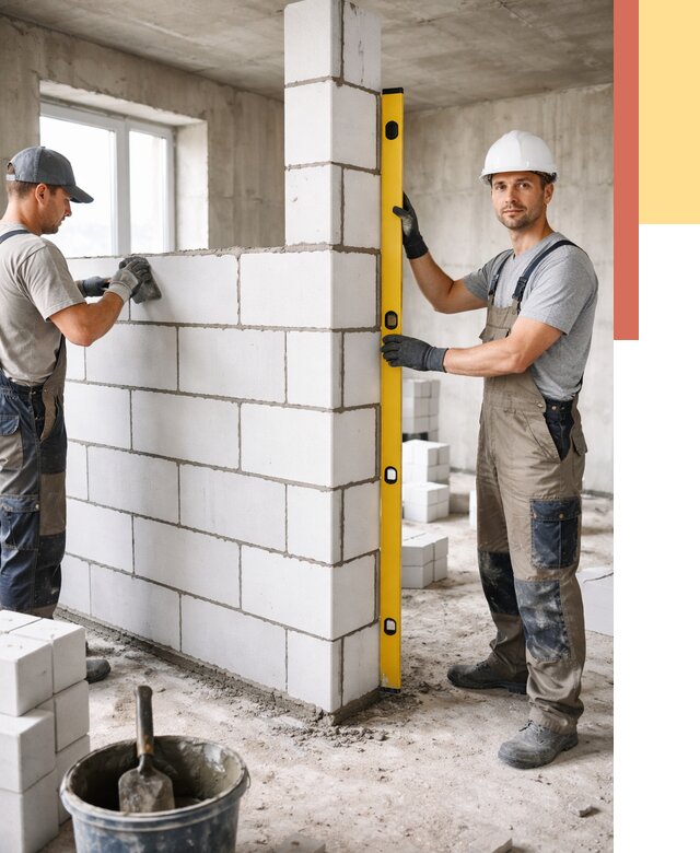 Кладка перегородок из пеноблока в Старой Руссе от 1834 руб. под ключ | ОТДЕЛОЧНИК-Срс