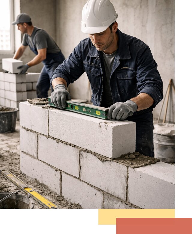 Кладка перегородок из пеноблока под ключ в Старой Руссе