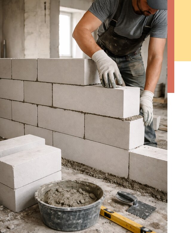 Кладка перегородок из силикатного блока в Старой Руссе от 4076 руб. под ключ | ОТДЕЛОЧНИК-Срс