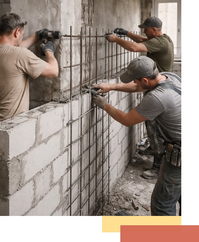 Армирование кладки перегородок в Старой Руссе профессионально и надёжно