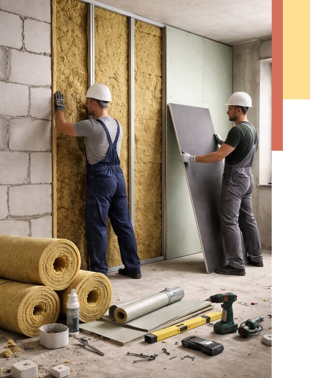 Шумоизоляция перегородок из блоков в Старой Руссе от 1885 руб./м² — быстро и недорого | ОТДЕЛОЧНИК-Срс