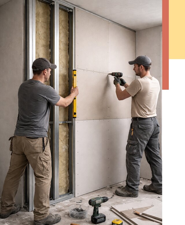 Монтаж двухслойной перегородки из гипсокартона в Старой Руссе от 1478 руб. | ОТДЕЛОЧНИК-Срс