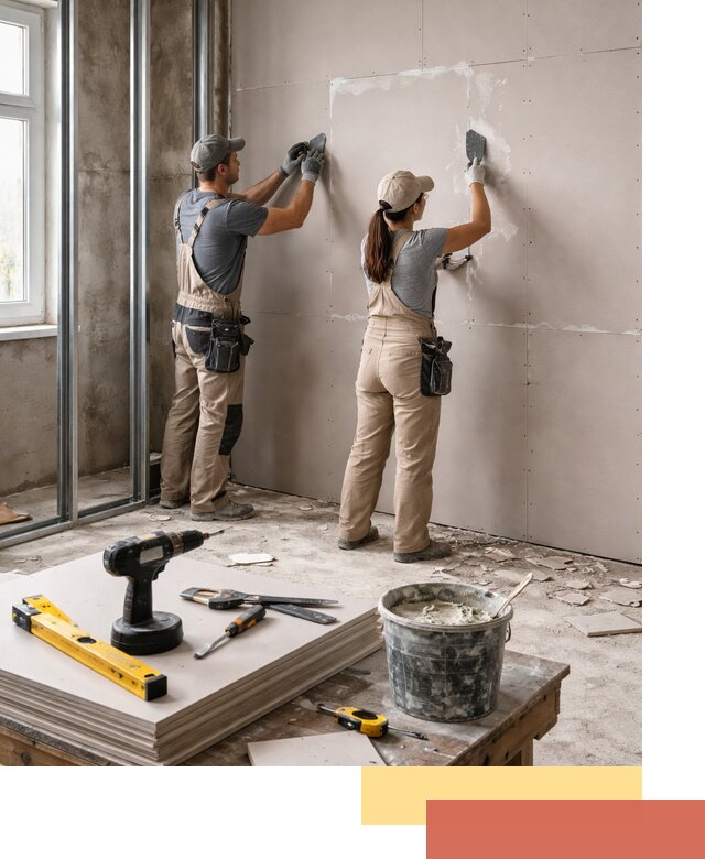 Монтаж двухслойной перегородки из гипсокартона в Старой Руссе