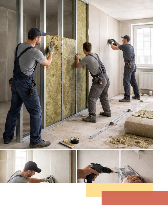 Перегородка из гипсокартона с шумоизоляцией в Старой Руссе — монтаж под ключ