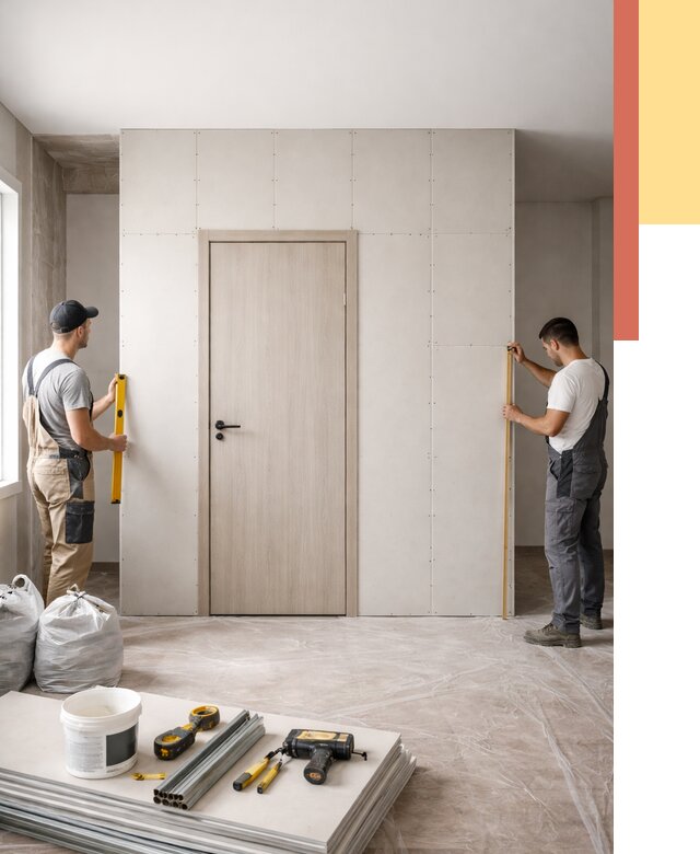 Перегородка из гипсокартона с дверью в Старой Руссе от 4586 руб. под ключ | ОТДЕЛОЧНИК-Срс