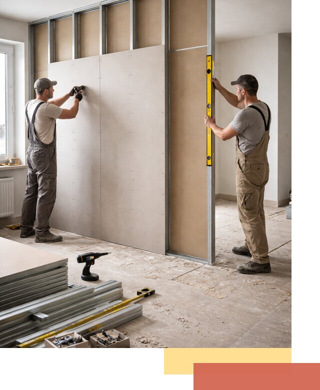 Зонирующая перегородка из гипсокартона под ключ в Старой Руссе