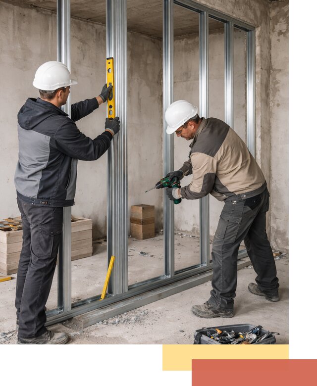 Монтаж каркаса перегородки из профиля в Старой Руссе