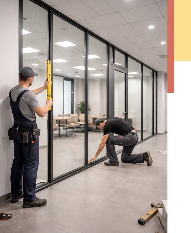 Каркасные стеклянные перегородки в Старой Руссе под ключ от 9375 руб. | ОТДЕЛОЧНИК-Срс