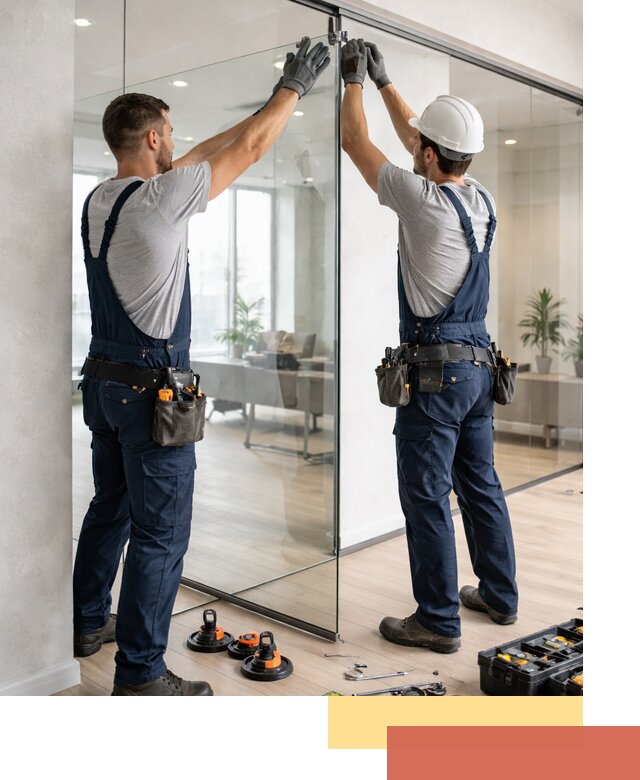 Безрамные стеклянные перегородки под ключ в Старой Руссе