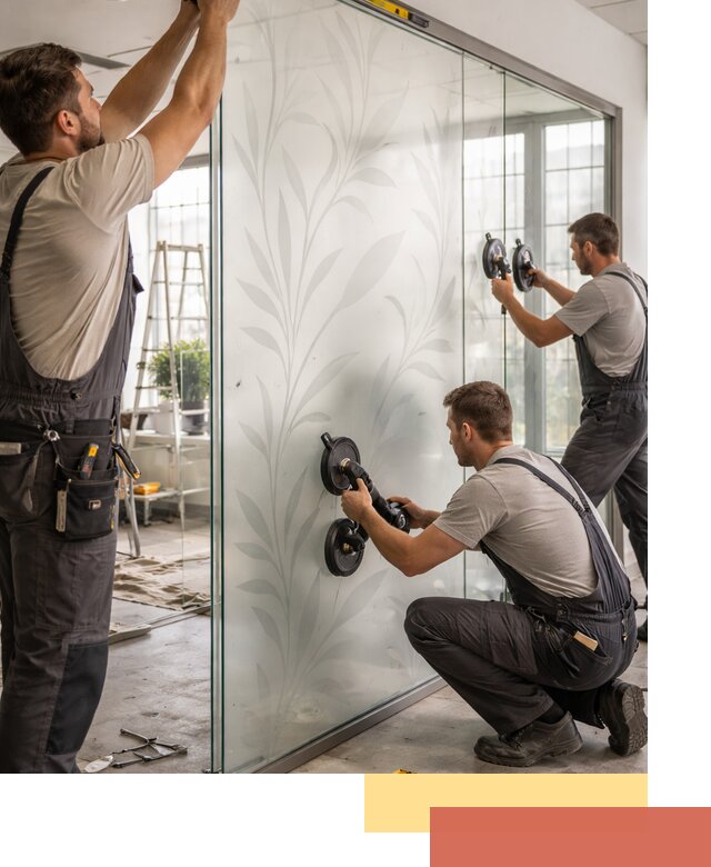 Стеклянные перегородки с рисунком на заказ в Старой Руссе