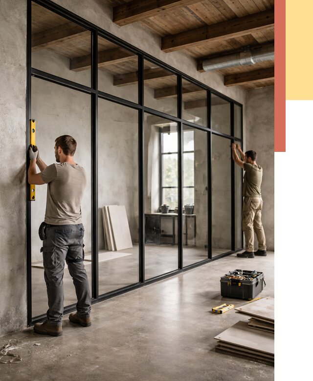 Стеклянные перегородки лофт в Старой Руссе от 10700 руб. под ключ | ОТДЕЛОЧНИК-Срс