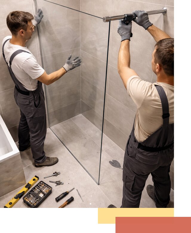 Стеклянные перегородки для душа в Старой Руссе — изготовление и монтаж