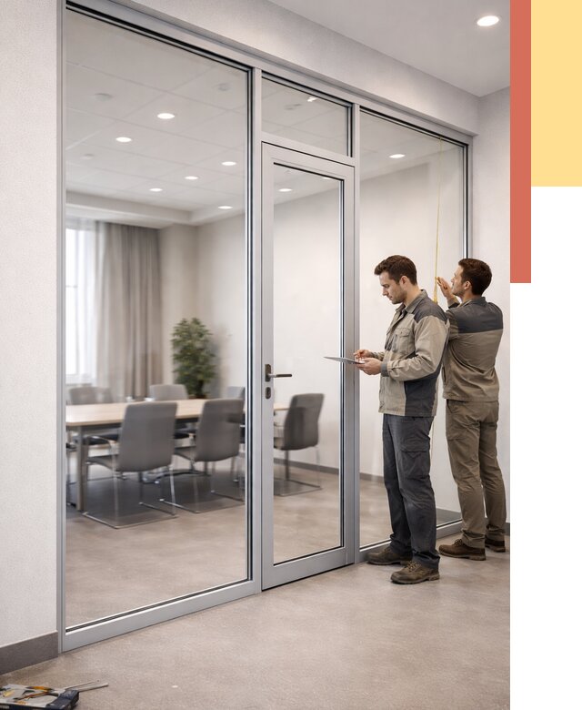 Установка и монтаж алюминиевых перегородок со стеклом в Старой Руссе от 8356 руб. | ОТДЕЛОЧНИК-Срс