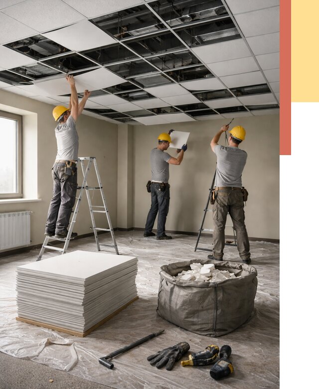 Демонтаж потолка Армстронг в Старой Руссе от 4586 руб. быстро и недорого | ОТДЕЛОЧНИК-Срс