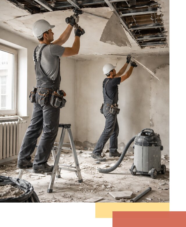 Демонтаж гипсокартонного потолка в Старой Руссе быстро и аккуратно