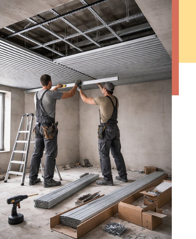 Монтаж реечного потолка в Старой Руссе от 4586 руб. под ключ | ОТДЕЛОЧНИК-Срс