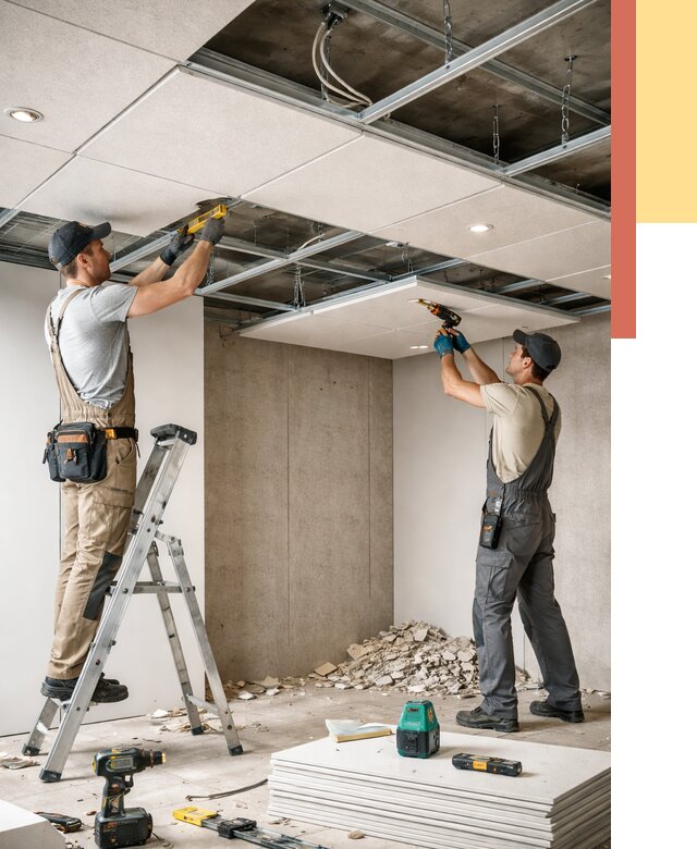 Монтаж акустического потолка в Старой Руссе от 6624 руб/м2 — быстро и недорого | ОТДЕЛОЧНИК-Срс