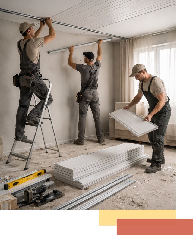 Монтаж потолка из ПВХ панелей в Старой Руссе оперативно и качественно