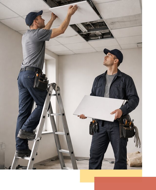 Обслуживание подвесного потолка в Старой Руссе — ремонт и чистка