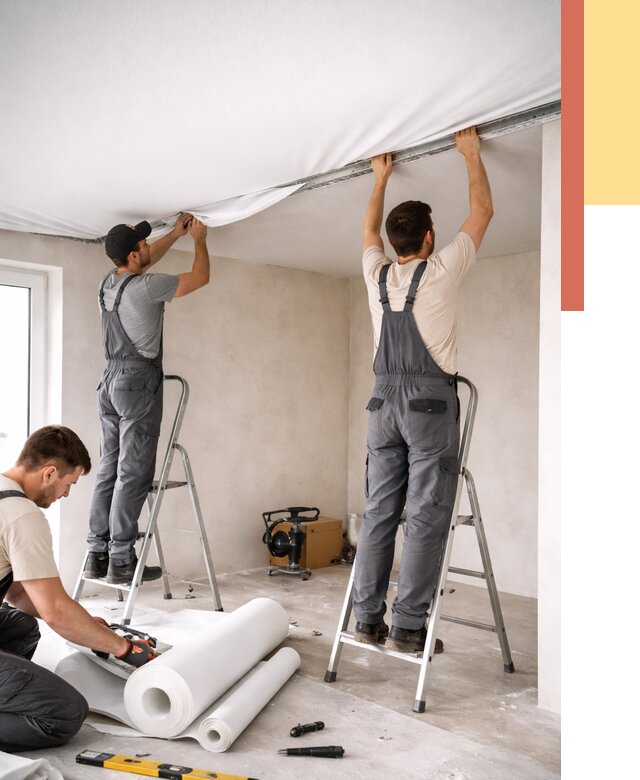 Монтаж тканевого натяжного потолка в Старой Руссе от 3567 руб. под ключ | ОТДЕЛОЧНИК-Срс