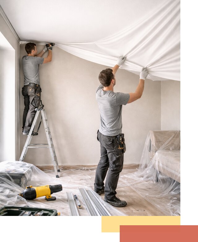 Монтаж тканевого натяжного потолка в Старой Руссе недорого и быстро