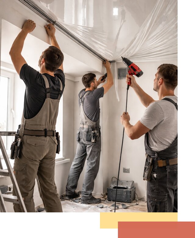 Монтаж глянцевого натяжного потолка в Старой Руссе быстро и качественно